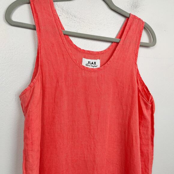 Flax‎ Linen Maxi Dress Womens Small Orange Sleeveless Beachy Lightweight Boho - Picture 2 of 9